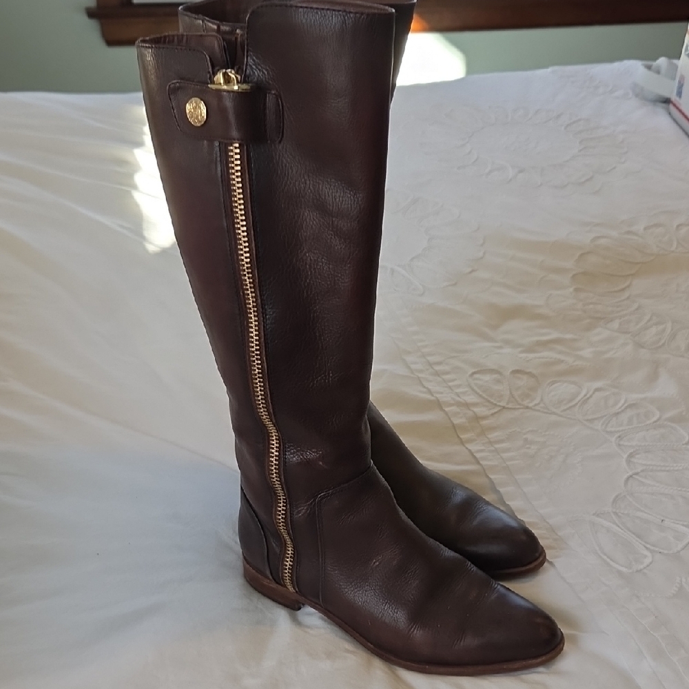 Brown Leather Knee-High Boots